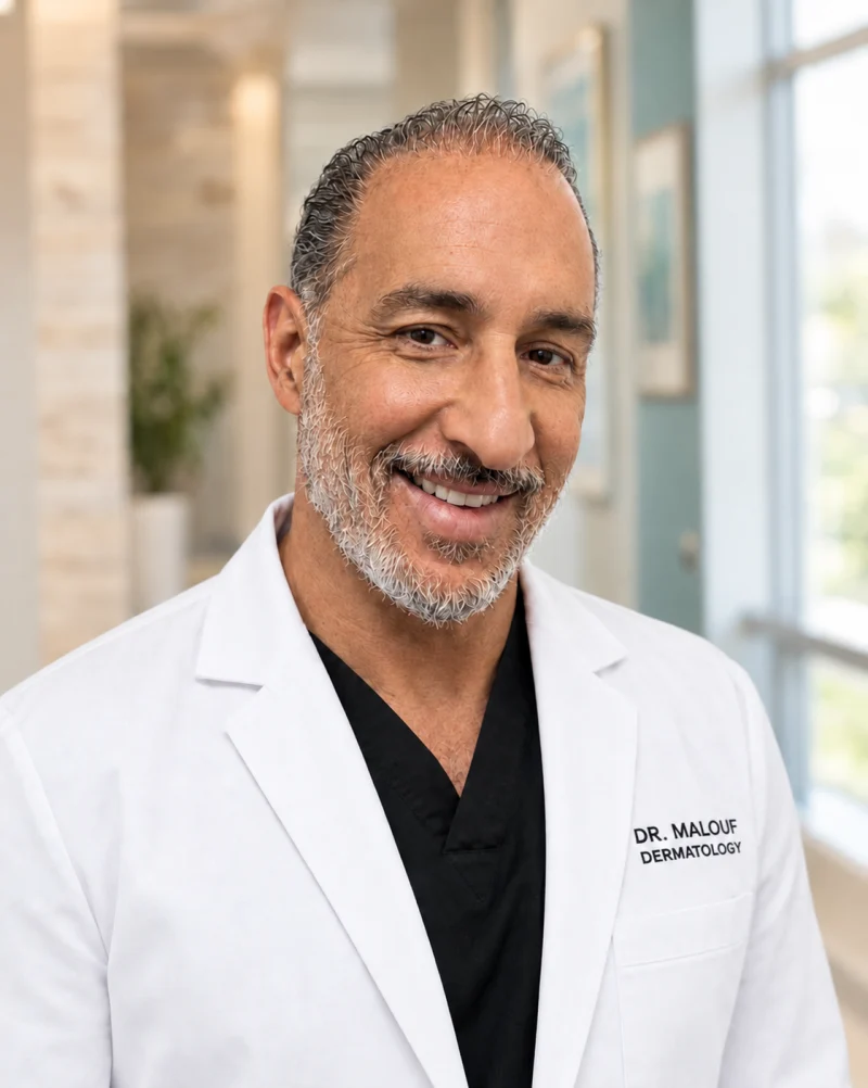 Dr. Peter J. Malouf, D.O., founder of CutisRx, in a white coat
