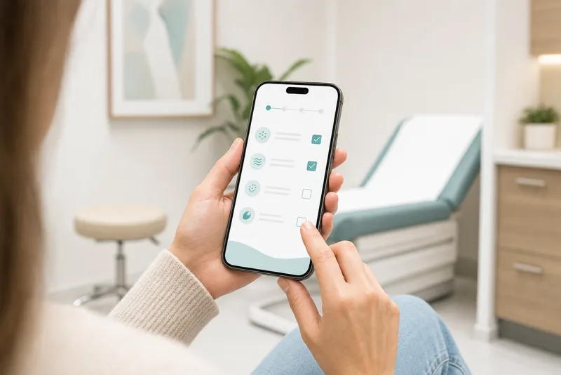 Patient starting an online dermatology visit on a phone
